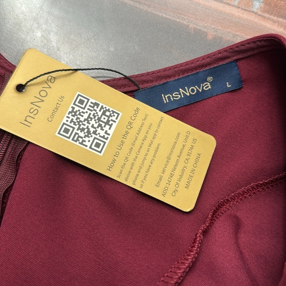 Insnova Burgundy Cold Shoulder A-Line Dress Romantic Fit & Flare Cocktail Party - Picture 2 of 13